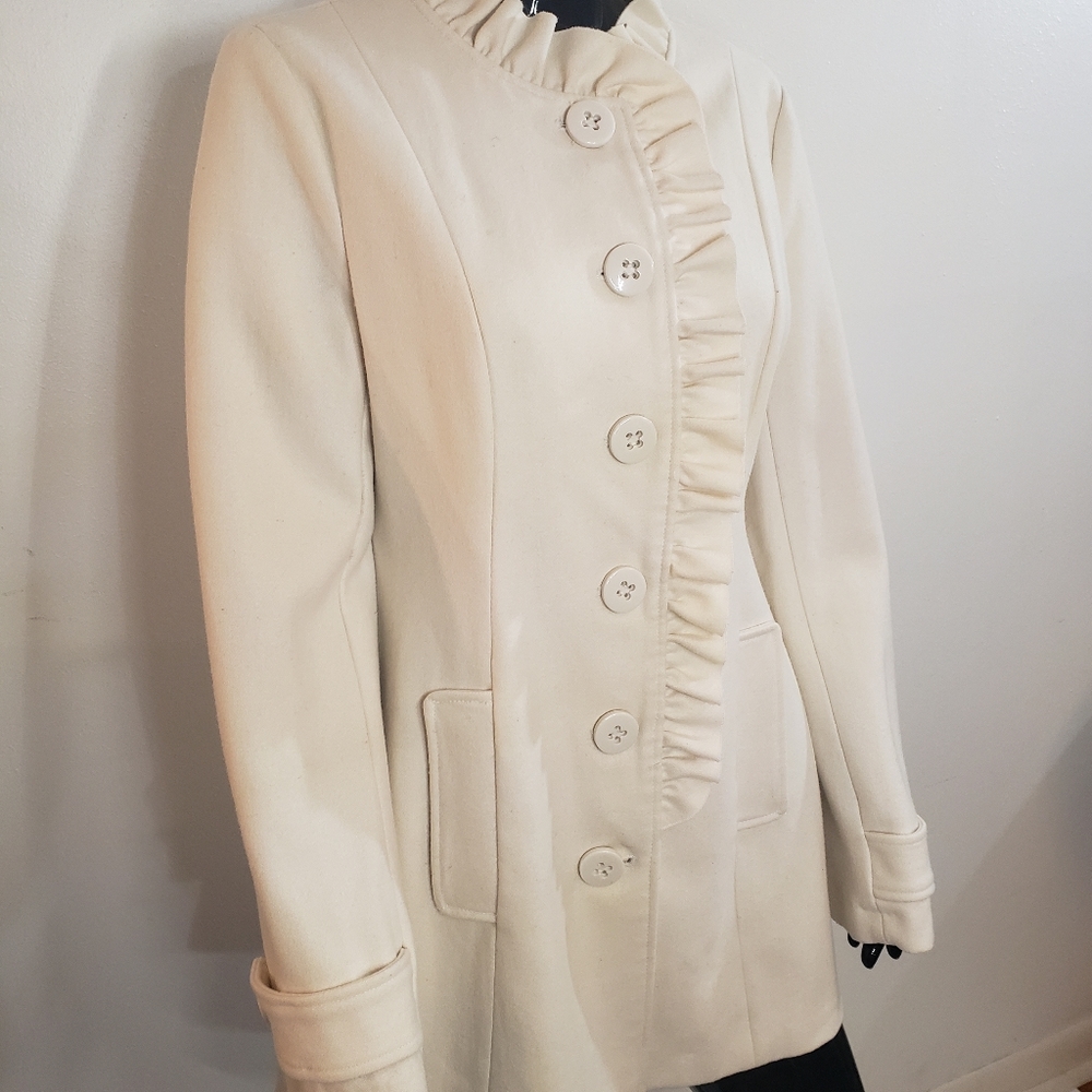 ANTHROPOLOGIE Tulles Wool Blend Winter White Jacket Sz LARGE